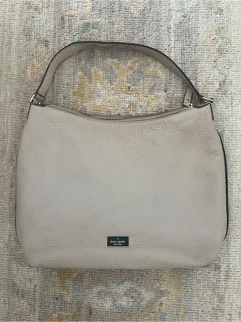 kate spade Pebbled Leather Shoulder Bag in Light Beige